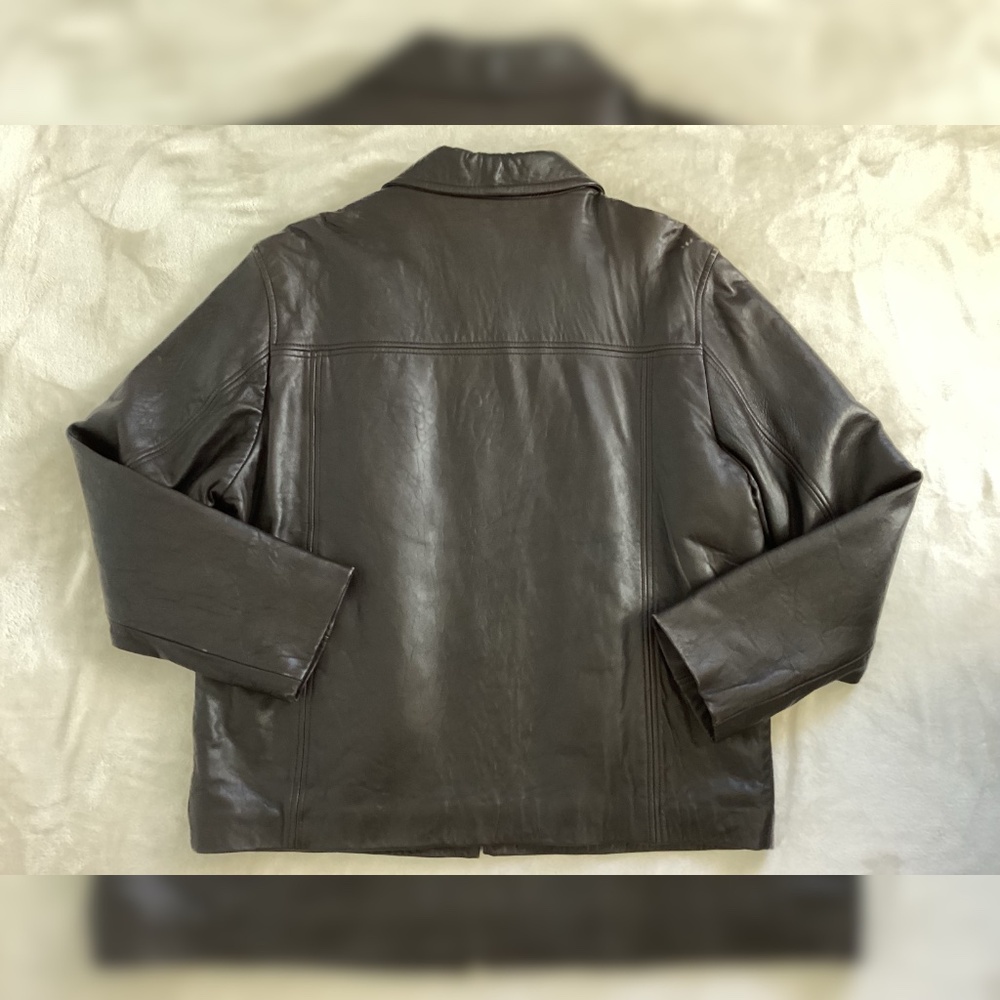 Calvin Klein Genuine Leather Men’sJacket XL • Brownish Black • Classic Zip Front - Picture 2 of 15